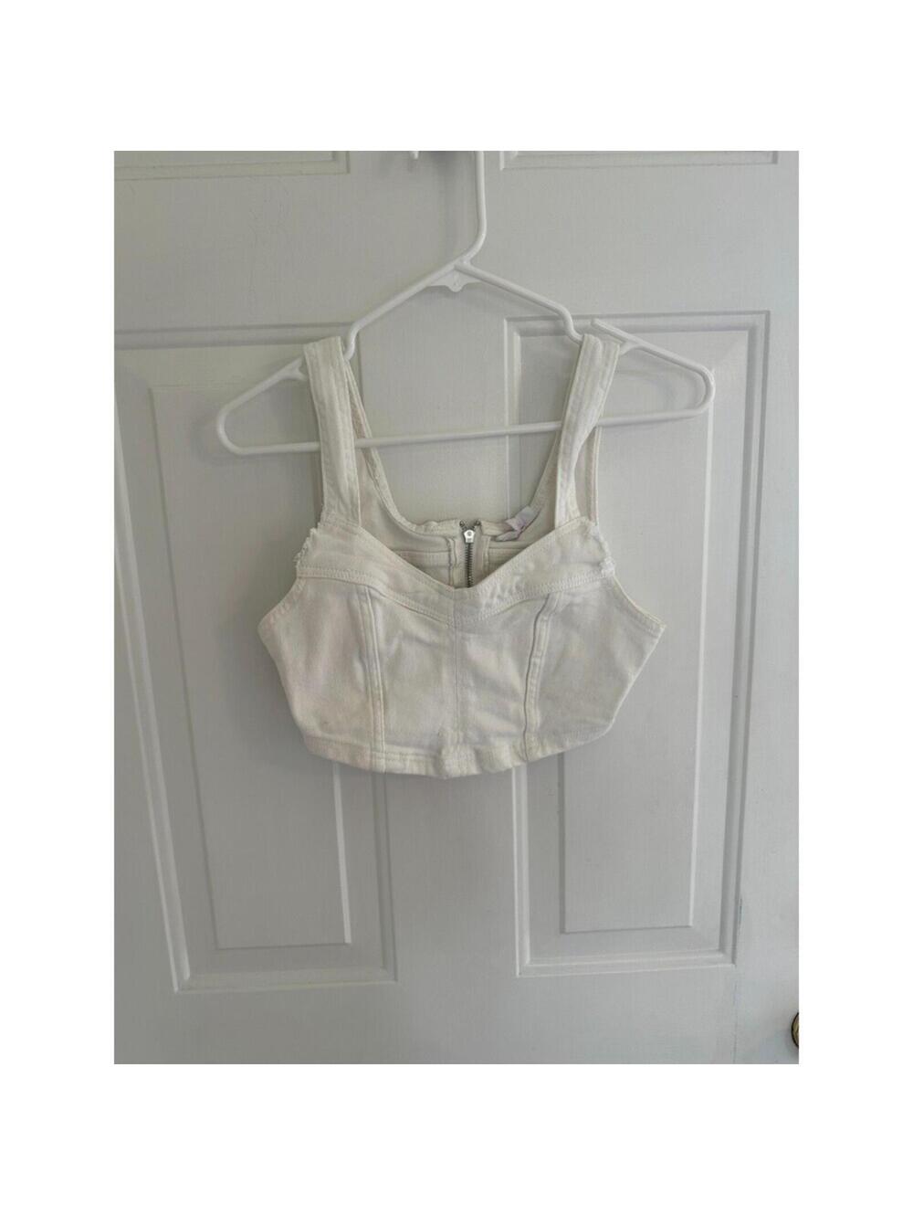 Barbie x PacSun White Denim Corset Crop Top XS